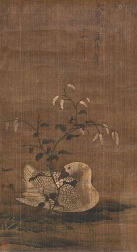 赵佶 花鸟 设色绢本立轴