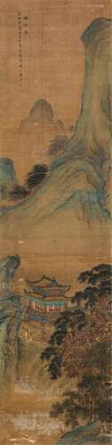 袁江 雪翁巢 设色绢本立轴