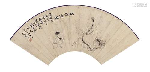 胡锡珪 武侯造像 水墨纸本镜心