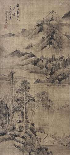 瑶华道人 仿大痴山水 设色绢本立轴