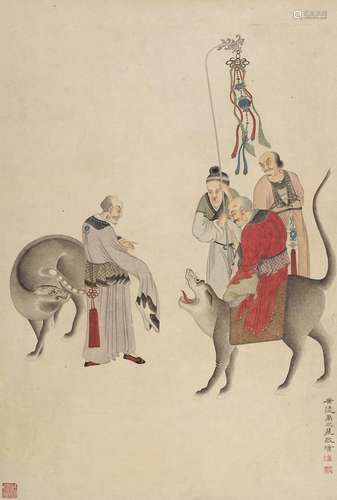 禹之鼎 人物 设色纸本立轴