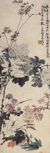 谢公展 花卉 设色纸本立轴