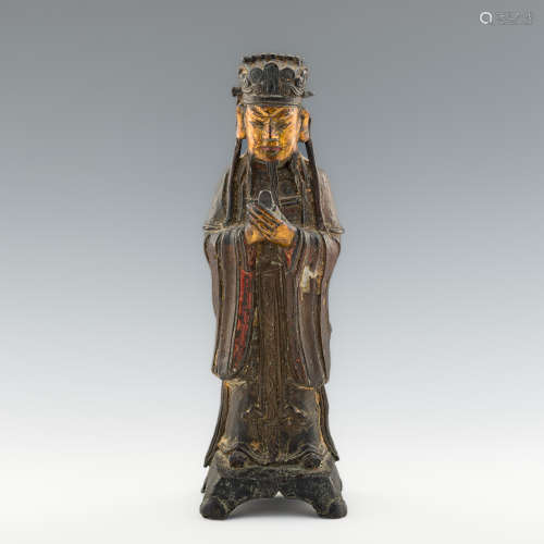 明代   銅漆金文官像A Chinese gilt-bronze figure of a civil o...