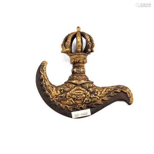 十九世紀   銅鎏金法器A Tibetan gilt-bronze ritual kartika19t...