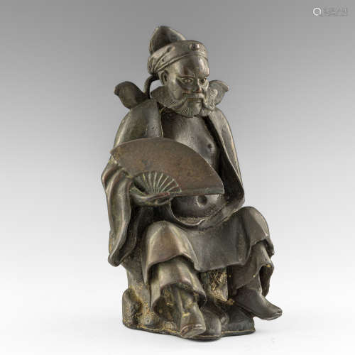 十九世紀   銅鐘魁座像A Chinese bronze figure of Zhong Kui19t...