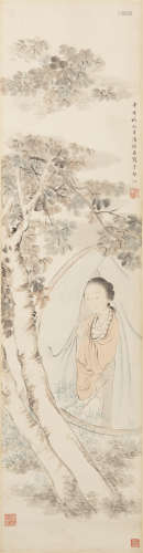 湯?名   仕女圖立軸A Chinese court lady paintingsigned Tang L...