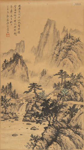 劉蘅靜   山水立軸A Chinese landscape paintingsigned Liu Heng...
