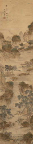 王石谷款   山水立軸A Chinese landscape paintingattributed to...