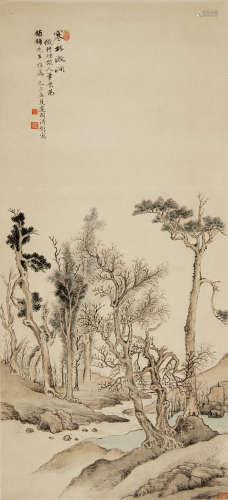 溥伒   山水立軸A Chinese painting of landscapesigned Pu Jin ...