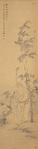 朱良材   高仕圖立軸A Chinese painting of a scholarsigned Zhu...