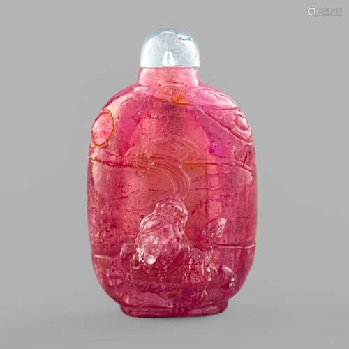 十九世紀 碧璽鼻煙壺A Chinese pink tourmaline snuff bottle19t...