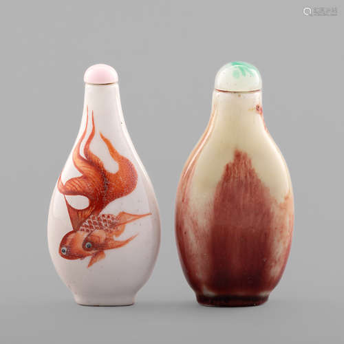 十九世紀 瓷器鼻煙壺兩只Two Chinese snuff bottles19th century