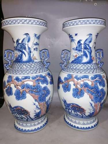 Blue and white youligong LuHe with spring grain big bottle