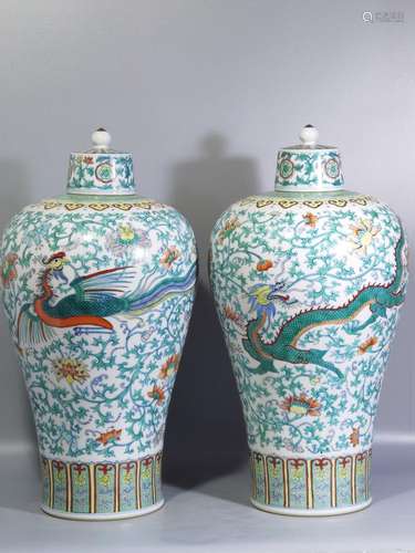 In blue and white color bucket longfeng mei bottles of a pai...