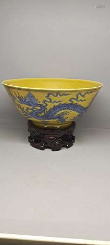Chenghua yellow blue and white dragon bowl