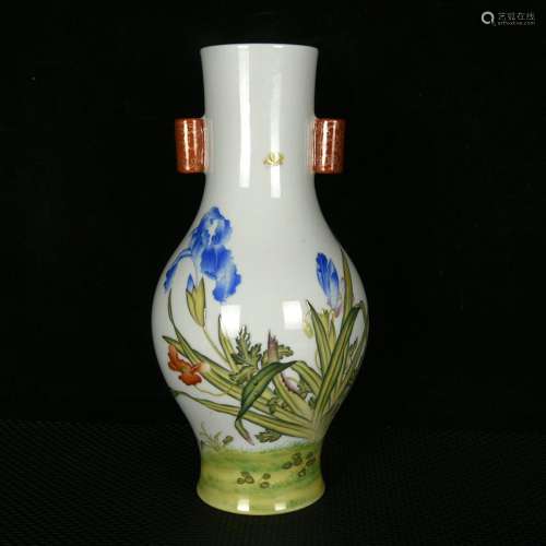 Lang shining colored enamel gold orchid pattern penetration ...