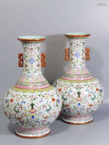 Pastel treasure phase flower hand dragon vase with high 30 c...