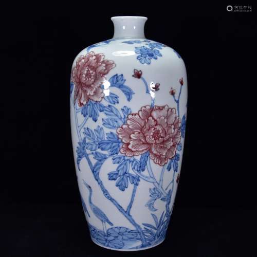 Blue and white youligong phoenix peony grains mei bottles of...