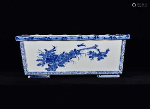 Blue and white peony plum flower grain square flowerpot 31 *...