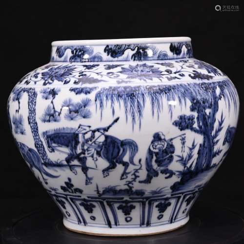 Big blue and white zhaojun Sue linen from green material fil...