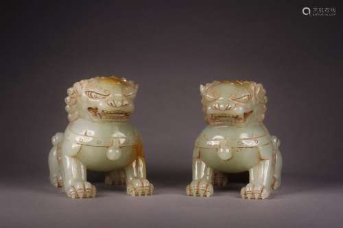 , and tianjade lion furnishing articles of a coupleSize: 7 x...