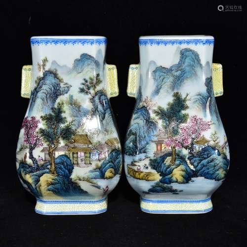 , colored enamel landscape pavilions grain penetration ear s...