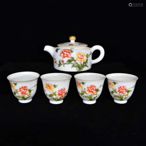 , colored enamel grain tea flowers, pot of 7.5 x 13, a 5.2 b...