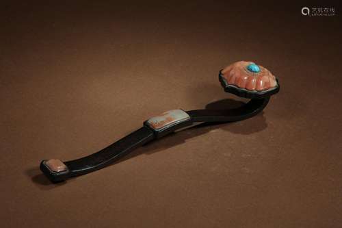 , red sandalwood shoushan stone inlaid ganoderma lucidum fle...