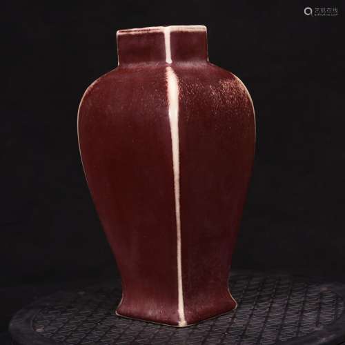 Lang kiln red glaze square bottle of 24-10.1 cm high