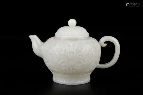 The teapot, hotan Bai Yubao decorative patternSize: 17 cm hi...