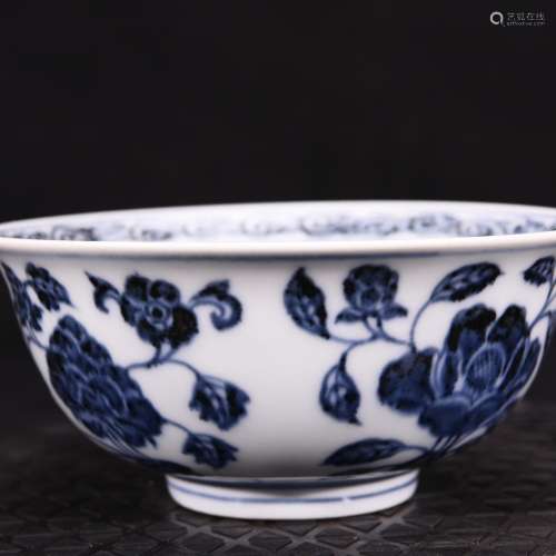 Big blue fold branch pomegranate fold branch pattern bowl of...