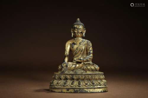 , copper Buddha statue2017 grams of 15 CM high 19.5 CM wideT...