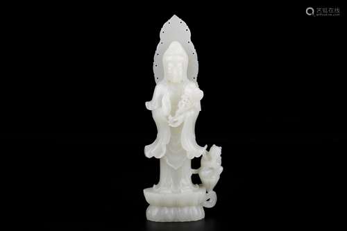 Furnishing articles, hotan jade the boy worship goddess of m...