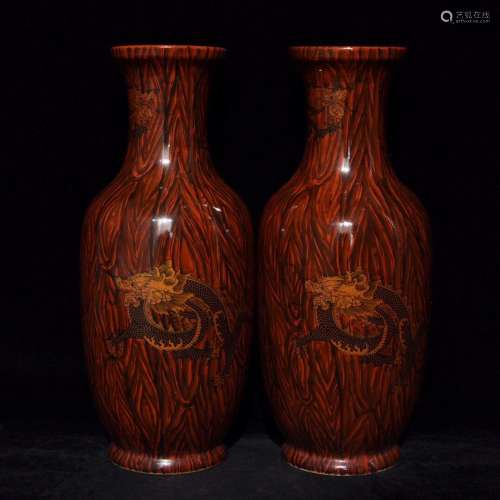 28.3 x11.5 wood grain glaze dragon dish buccal bottle