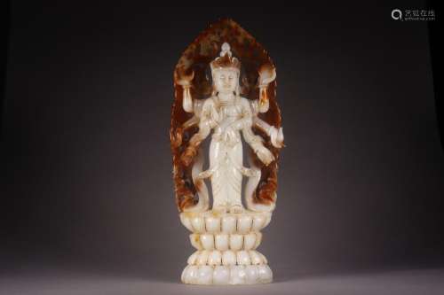 And hetian jade guanyin stands resemble eight armsSize: 14.2...