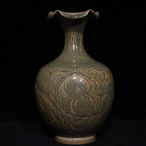 26 x16 yao state kiln carved flower bottle mouth
