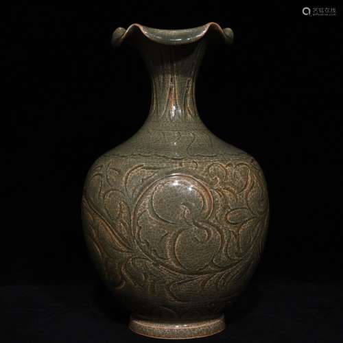 26 x16 yao state kiln carved flower bottle mouth