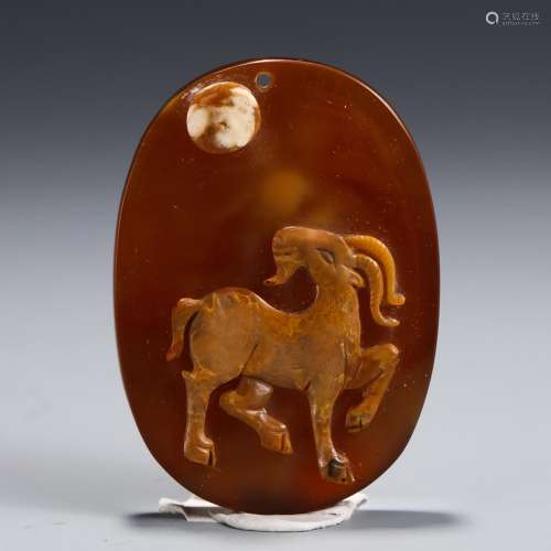 , agate pendant horseSize, 5.1 3.6 0.8 cm thick heavy wide h...
