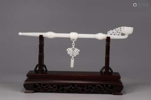 : famous hetian jade therefore dragon pipe28 cm long, 2.8 cm...