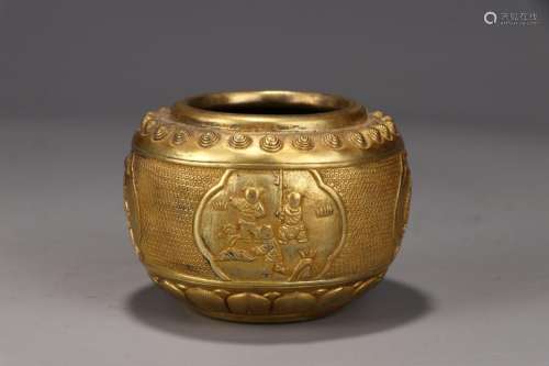 : copper and gold YingXiWen water jarDiameter of 7.5 cm, 6.5...