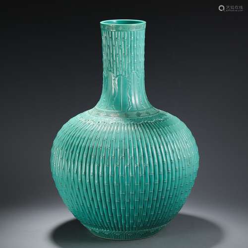 , bamboo grain tree green glaze30.5 cm in diameter size, hig...