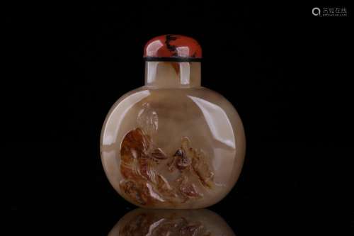 Snuff bottles, agate xihe love gooseHigh 7.1 CM wide 6 CM th...