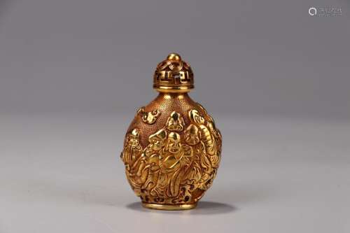 : "xuantong copper gilding, 18" snuff bottle5 cm l...