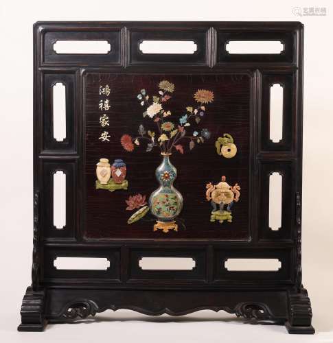 Cloisonne treasure screen, great luck or blessing family din...