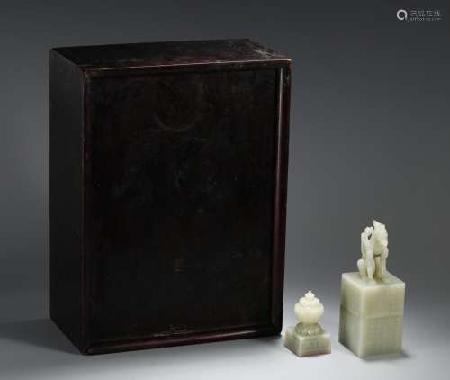 The jade, jade seal seal box of a setSize, high box) long an...