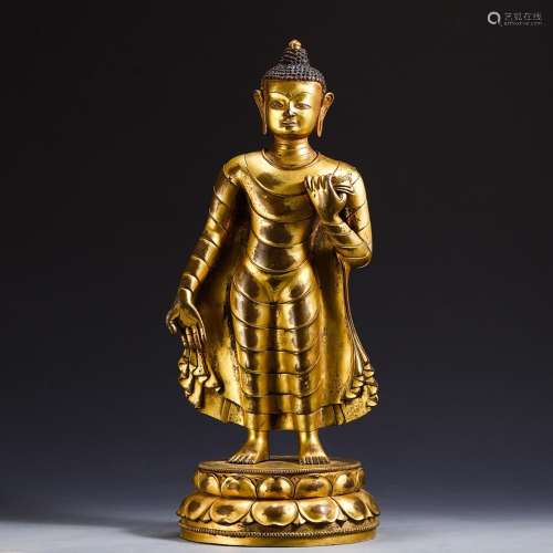 , copper Buddha stands resembleSize and length 22 width 20 h...