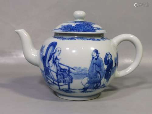 Blue and white lanting teapot figure charactersSize height, ...