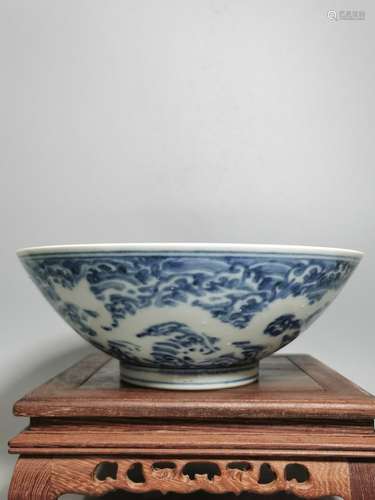 White dragon grain bowl of small blue and white