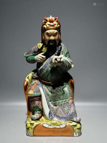 Wei Hongtai made high sculpture enamel duke guan to read dur...