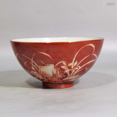 Coral red white daffodil acknowledged high bowl diameter 13....